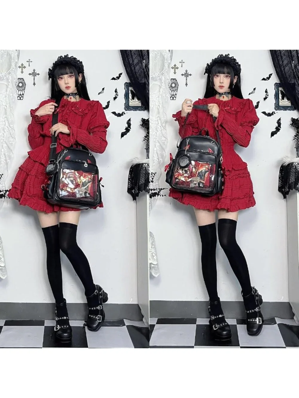 Gothic Multi-Purpose Backpack for Women | Cosplay & Halloween Enamel Pin Bag
